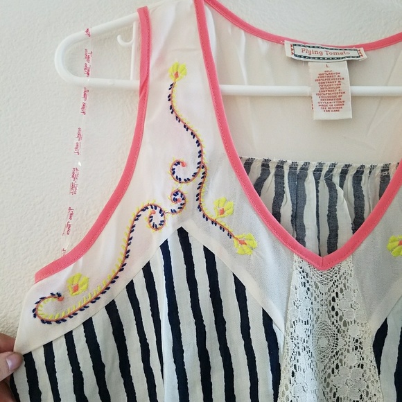 Flying Tomato Stripped Lace Tank - Picture 3 of 6